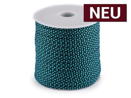 Kordel mit Füllung türkis/schwarz 4mm 