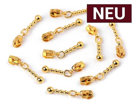 Zipper für Endlos-Reißverschluss 3mm gold 