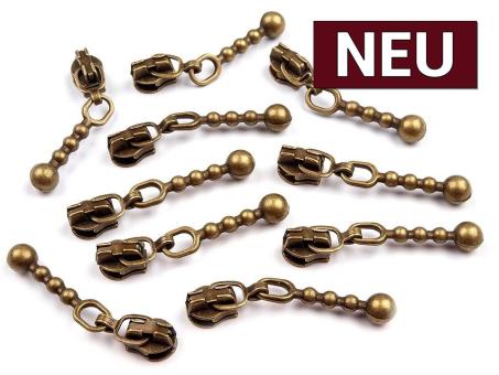 Zipper für Endlos-Reißverschluss 3mm altmessing 