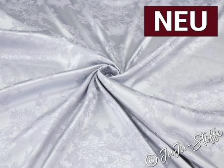 Satin mit Blumenmuster blaugrau 