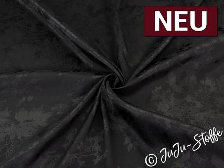 Satin mit Blumenmuster schwarz 