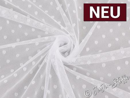 Tüll mit Punkten weiß 