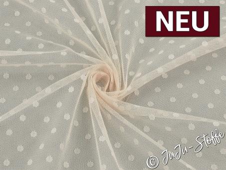 Tüll mit Punkten apricot 