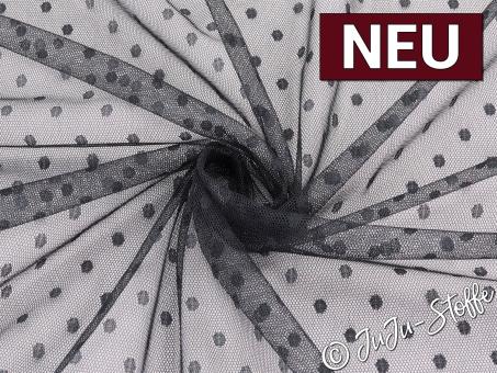 Tüll mit Punkten schwarz 