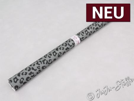 Kunstleder Zuschnitt Leo grau/schwarz 