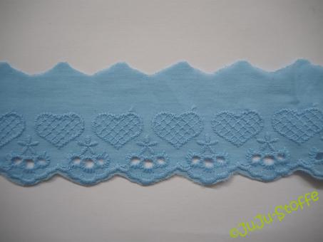 Spitze Baumwolle Hearts 50mm hellblau 