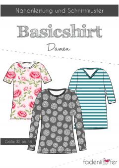 Papierschnittmuster Basicshirt Damen von Fadenkäfer 