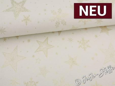 Dekostoff Jacquard Sterne Lurex Doubleface gold Metallic 