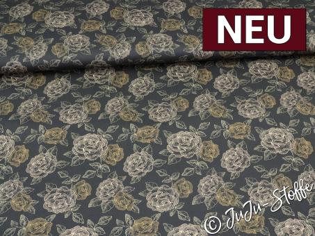 Baumwollsatin Rosen Oeko-Tex® 