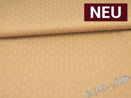 Baumwollsatin Herzornamente hellbraun Oeko-Tex® 