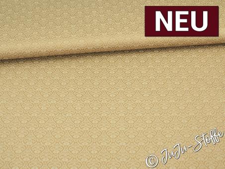 Baumwollsatin Herzornamente taupe Oeko-Tex® 