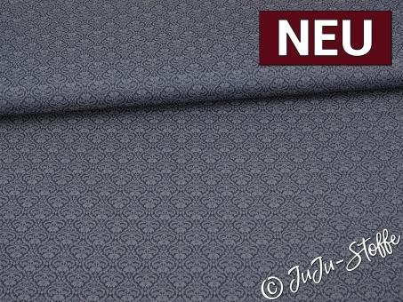 Baumwollsatin Herzornamente blau Oeko-Tex® 