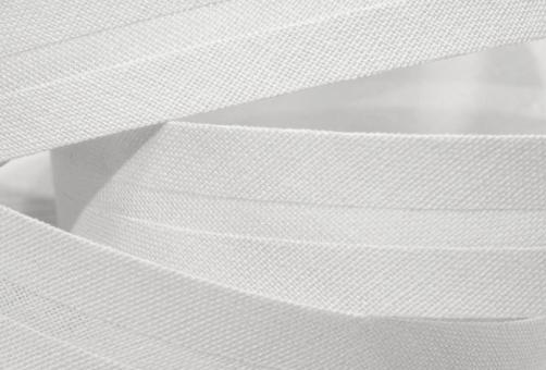 Schrägband aus Baumwolle vorgefalzt Breite 2cm in weiß 